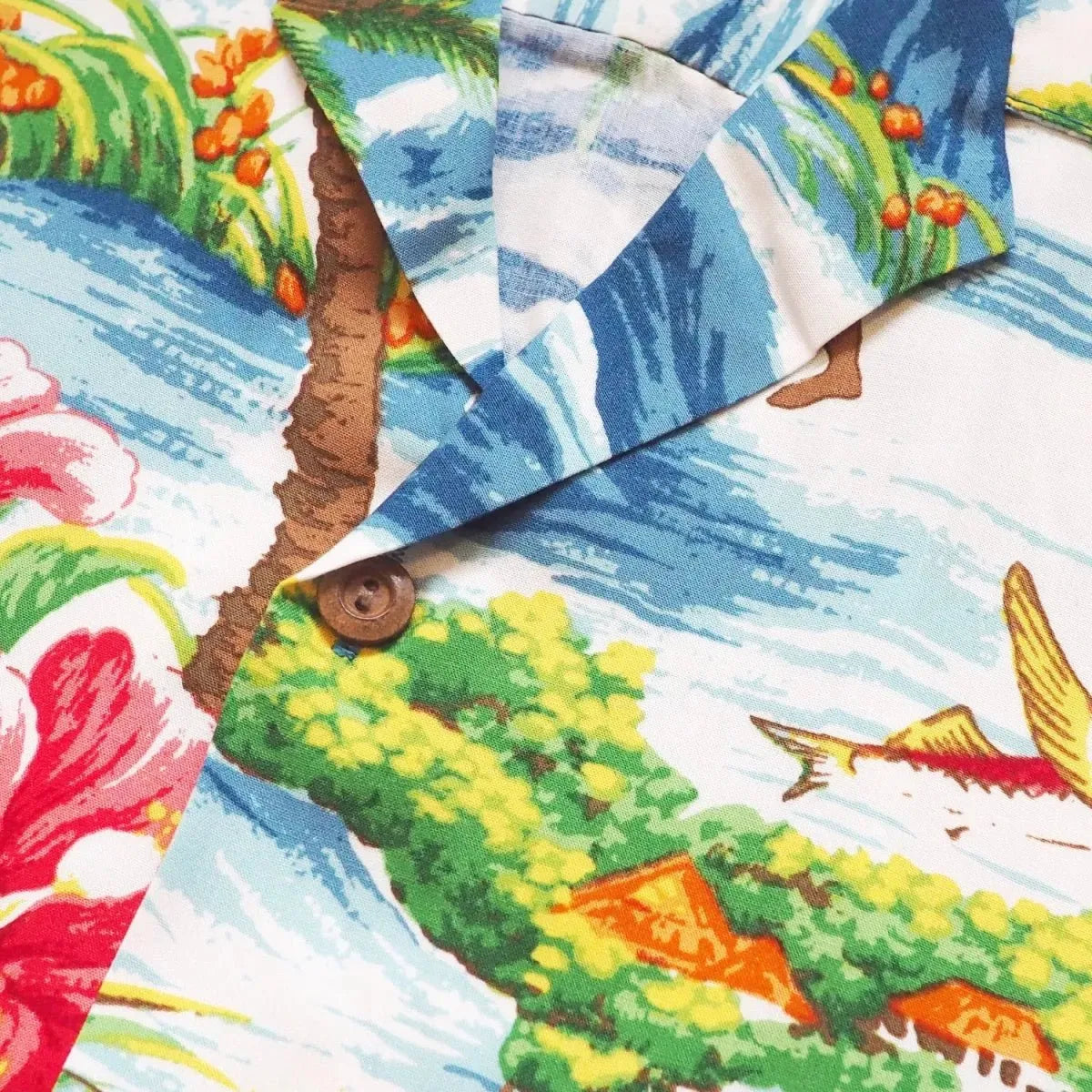 Ocean life blue hawaiian rayon shirt - alohaz
