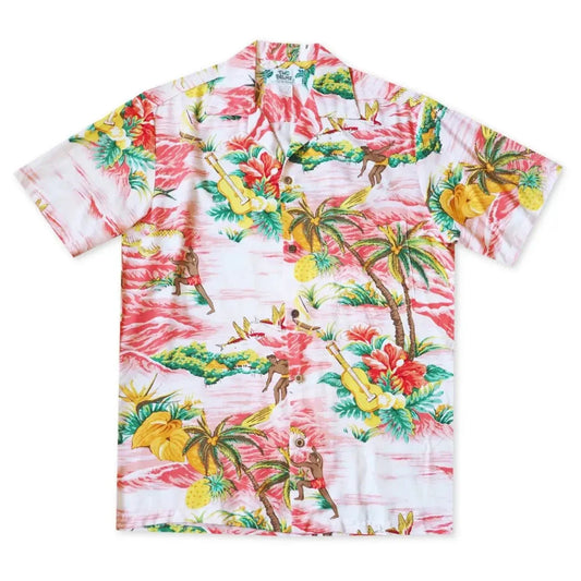 Ocean life pink hawaiian rayon shirt - alohaz