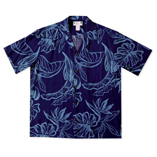 Olomana blue hawaiian rayon shirt - alohaz