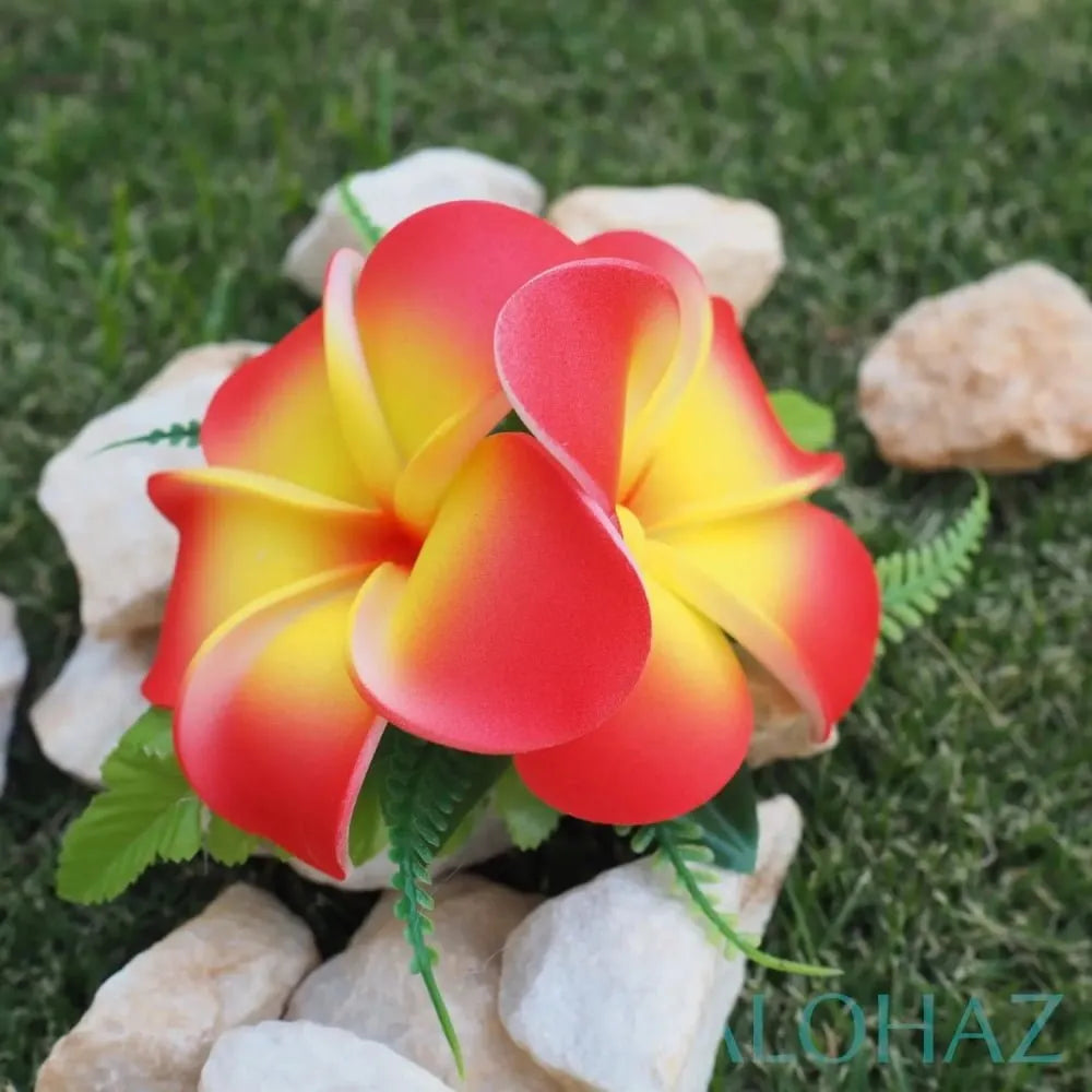Orange Plumeria Double Joy Hawaiian Flower Hair Clip – Alohaz