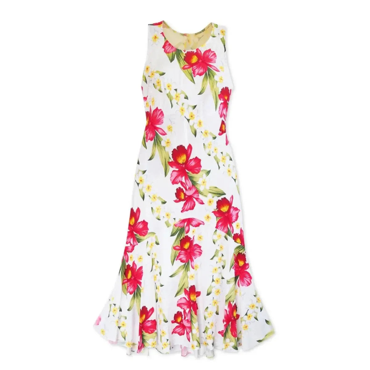 Orchid Play White Lehua Hawaiian Dress Elegance S / White