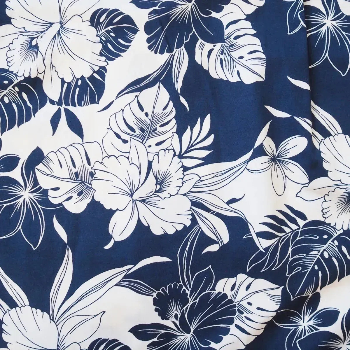 Orchid shadow blue hawaiian cotton shirt - alohaz