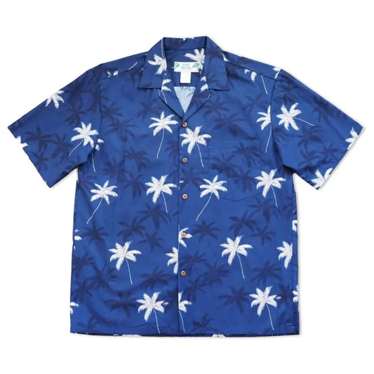 Palm beach blue hawaiian cotton shirt - alohaz