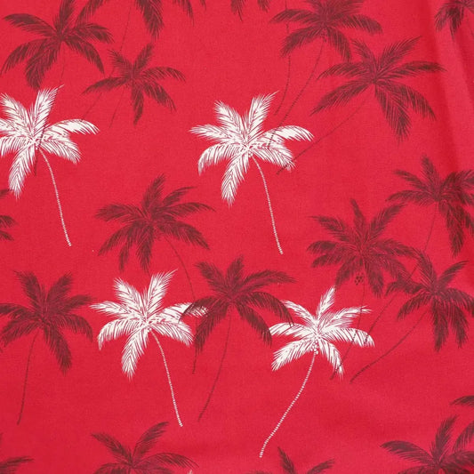 Palm beach red hawaiian cotton shirt - alohaz