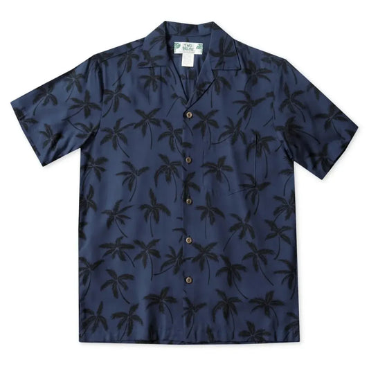 Palm breeze black hawaiian rayon shirt - alohaz