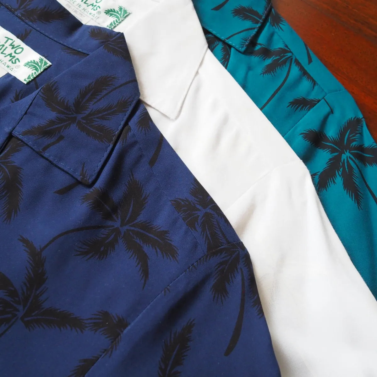Palm breeze white hawaiian rayon shirt