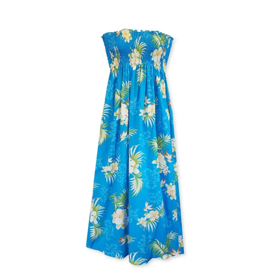 Passion blue hawaiian maxi dress - alohaz