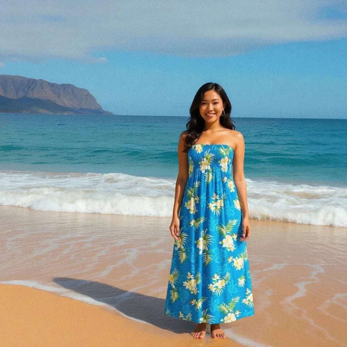 passion blue hawaiian maxi dress - Alohaz passion blue hawaiian maxi dress - Alohaz