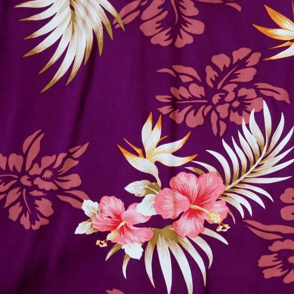 Passion purple hawaiian rayon fabric - alohaz