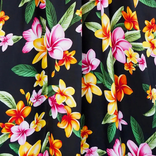 Pebble black hawaiian rayon fabric - alohaz