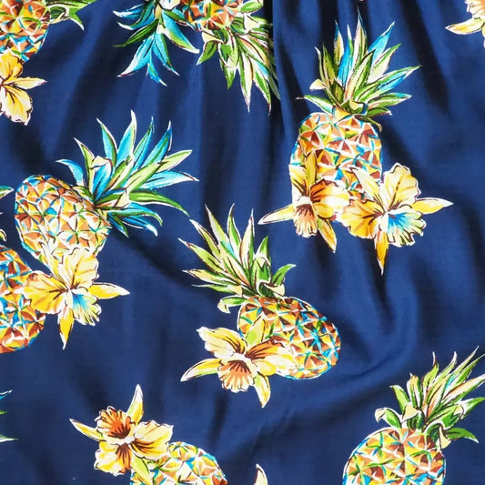 Pineapple navy blue hawaiian boy shirt - alohaz