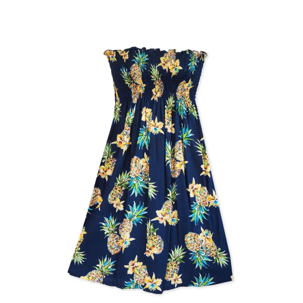 Pineapple navy blue hawaiian moonkiss short dress