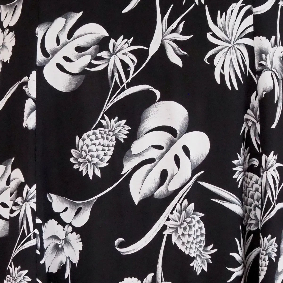 Pineapple paradise black hawaiian rayon fabric