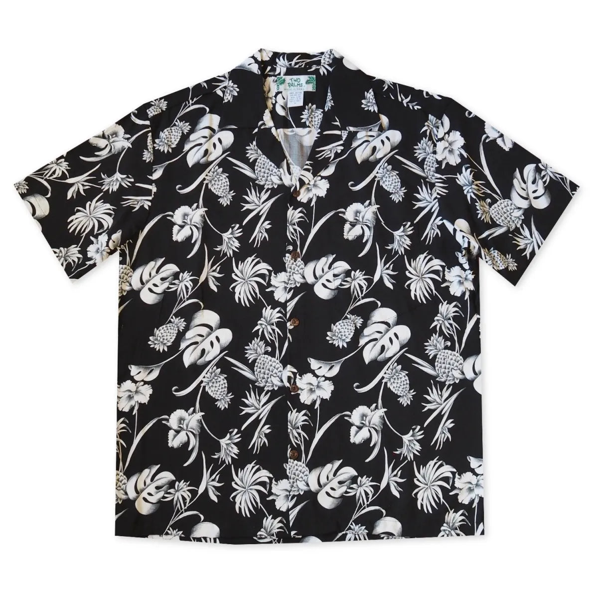 Pineapple paradise black hawaiian rayon shirt