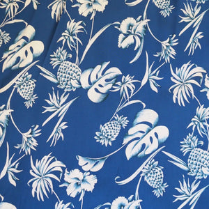 Pineapple paradise blue hawaiian rayon shirt