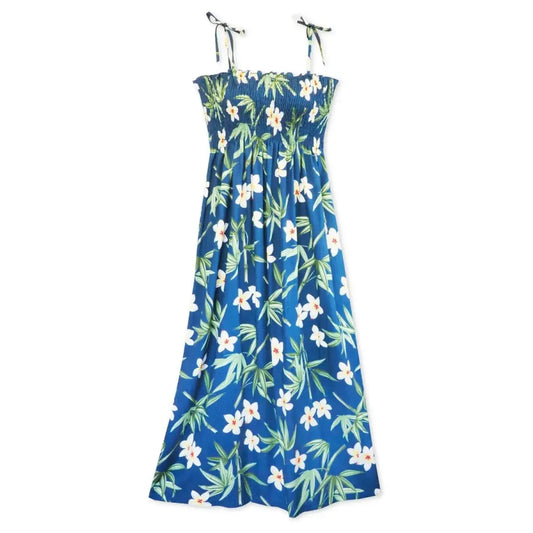 Pipiwai indigo hawaiian maxi dress - alohaz