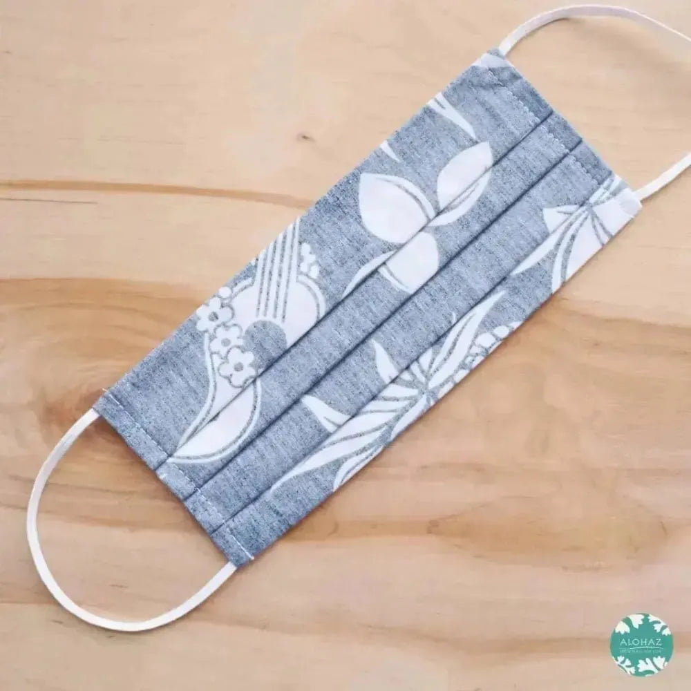 Pleated face mask + filter pocket ~ blue ukulele - alohaz
