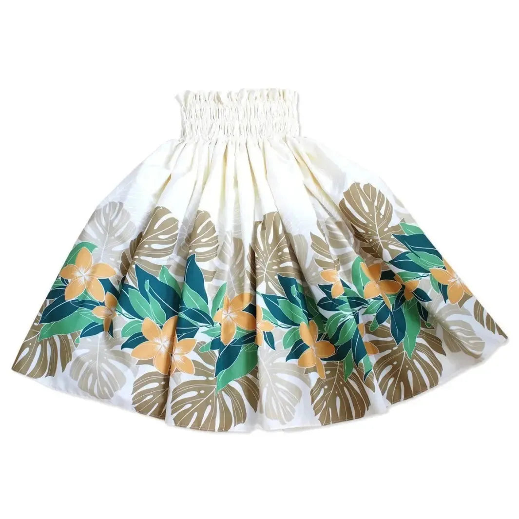 Plumeria maile cream hawaiian single pau hula skirt
