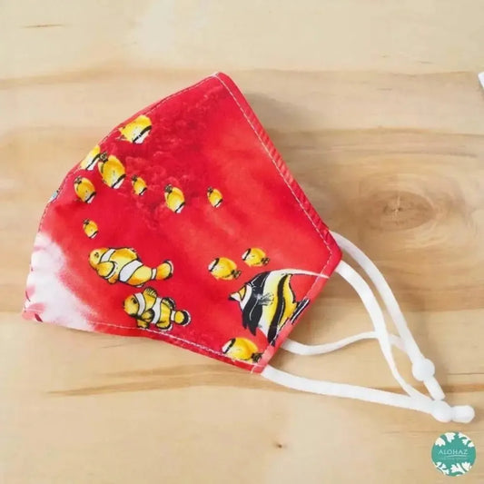 Pocket face mask + adjustable loops ~ red sea life - alohaz