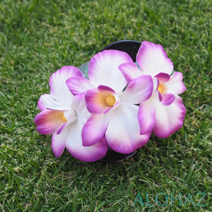 Purple happy orchid flower hair clamp
