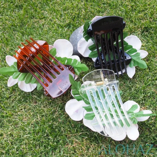 Purple happy orchid flower hair clamp - alohaz