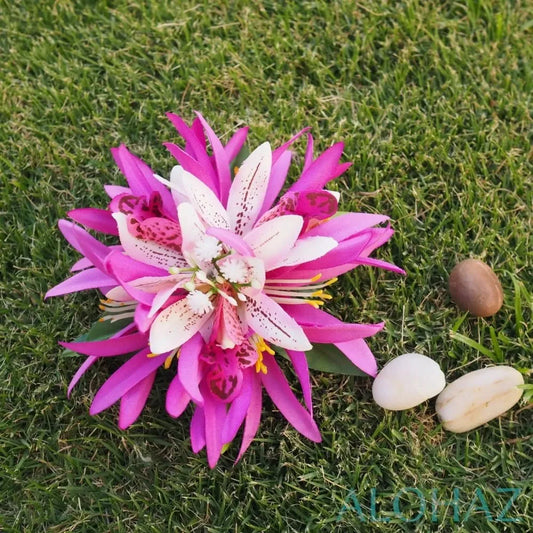 Purple orchid jungle hawaiian flower hair clip - alohaz