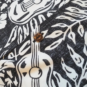 Ukulele serenade black hawaiian rayon shirt