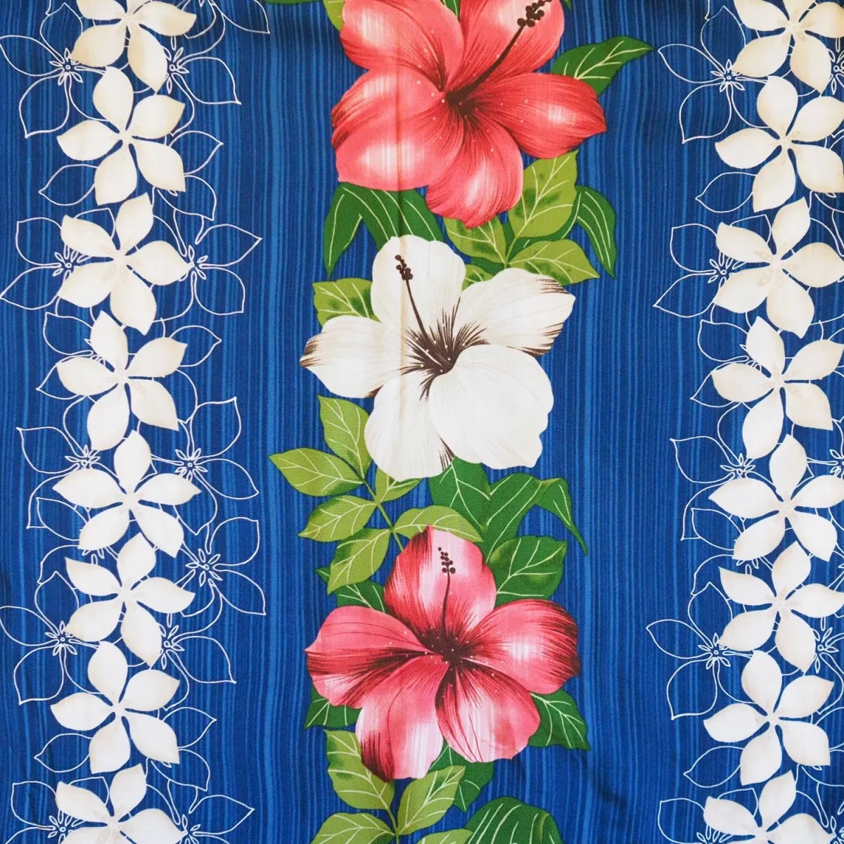 Vintage aloha blue hawaiian rayon fabric