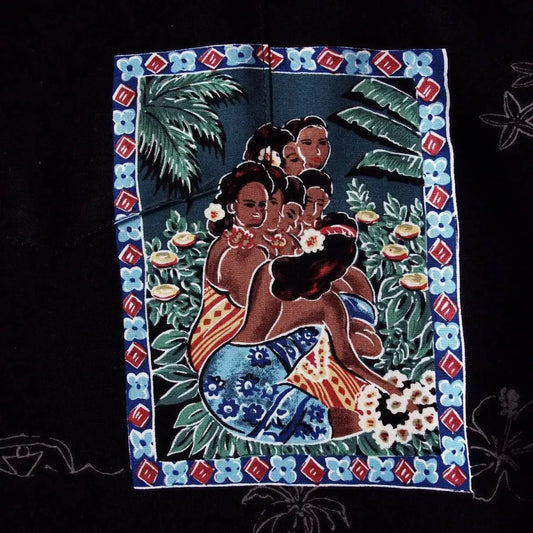 Vintage portraits black hawaiian rayon shirt - alohaz