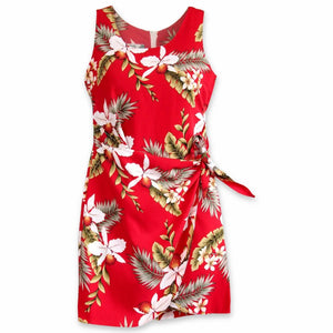 Volcanic red hawaiian honi sarong dress