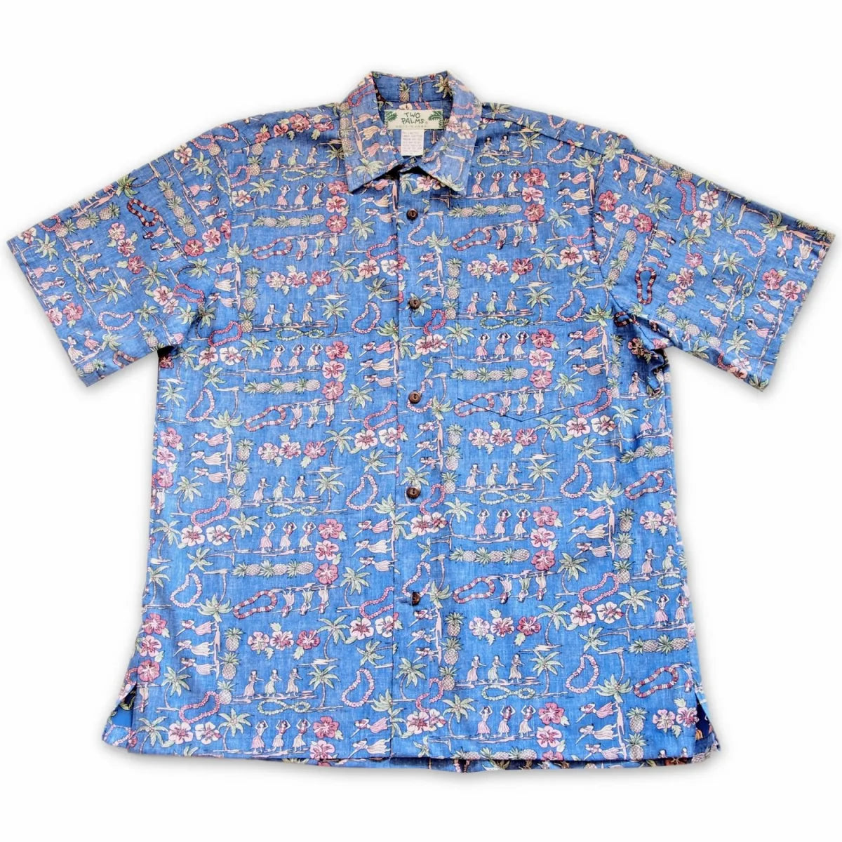 Waikiki blue reverse print hawaiian cotton shirt