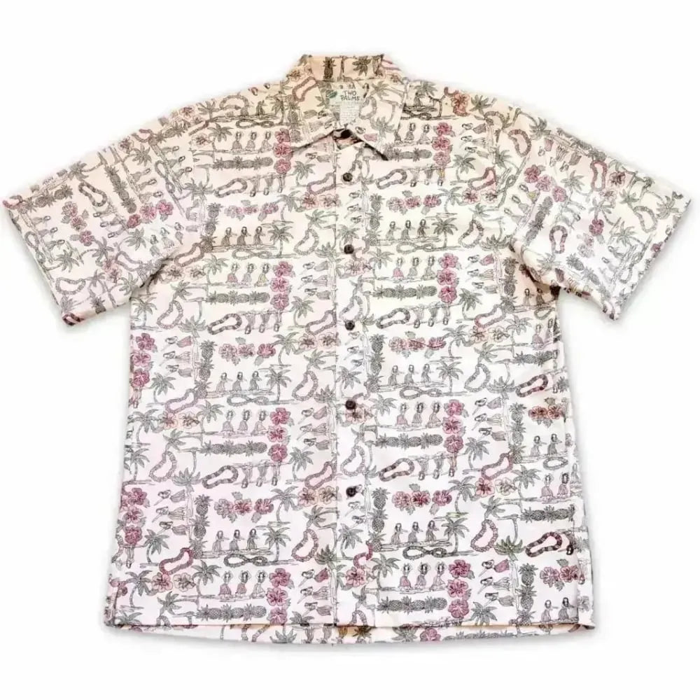 Waikiki white reverse print hawaiian cotton shirt - alohaz