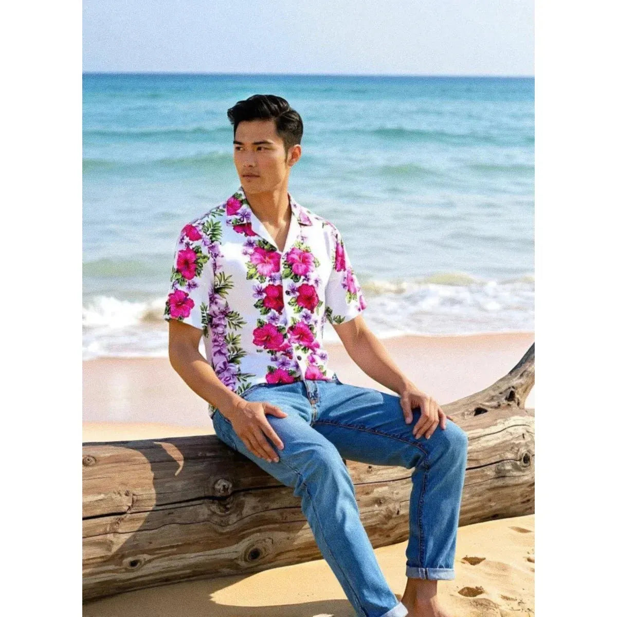 white mist hawaiian cotton shirt - Alohaz
