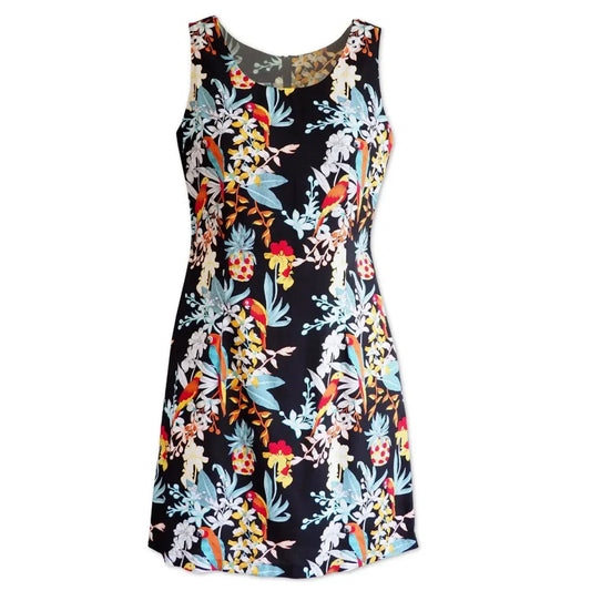 Wild parrots black hawaiian tank dress - alohaz