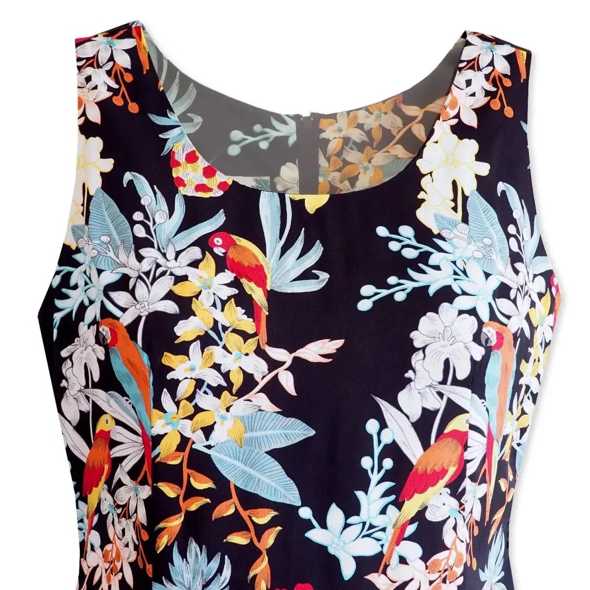 Wild parrots black hawaiian tank dress - alohaz