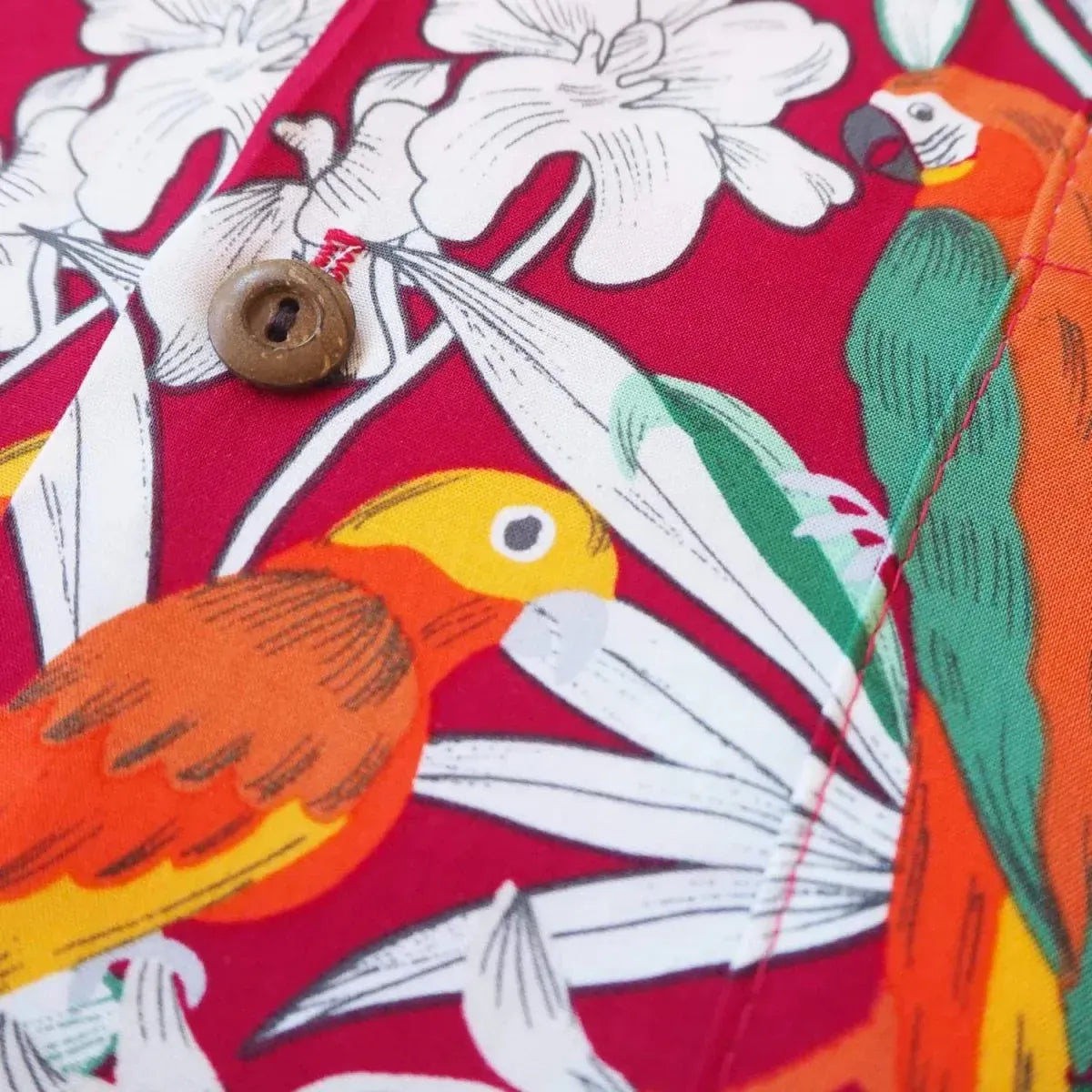 Wild parrots red hawaiian rayon shirt - alohaz