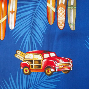 Woody cruiser blue hawaiian aloha rayon shirt