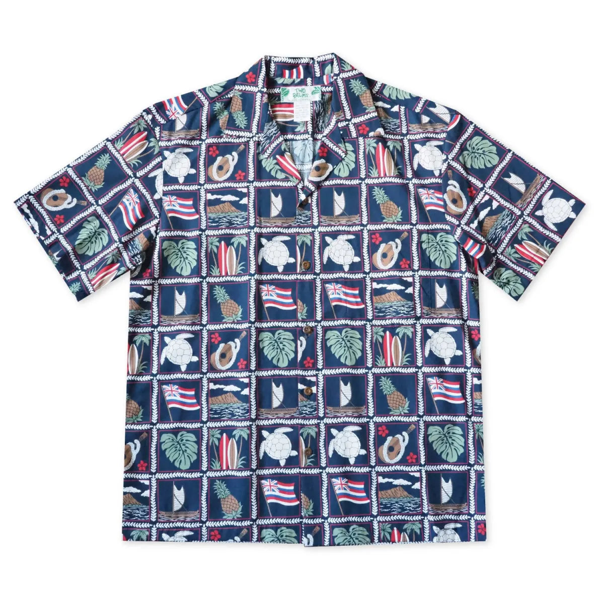 50th state navy hawaiian cotton shirt