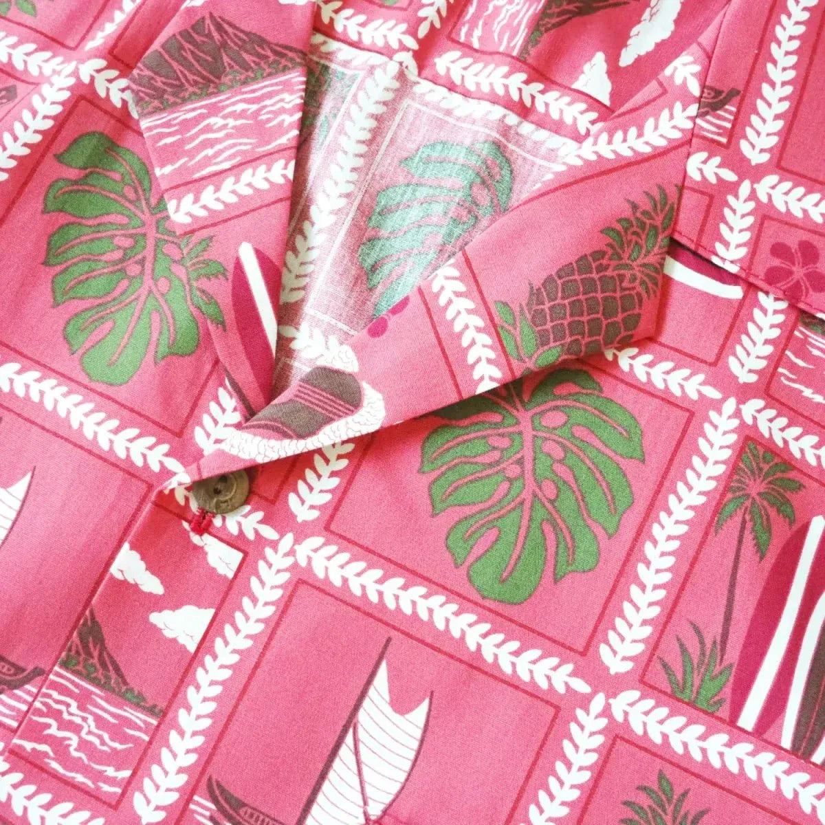 50th state pink hawaiian cotton shirt - alohaz