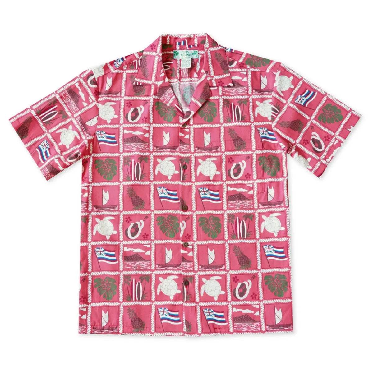 50th state pink hawaiian cotton shirt