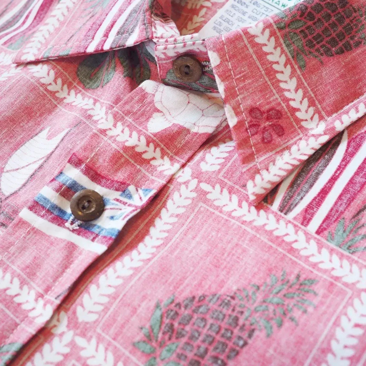 50th state pink reverse print hawaiian cotton shirt - alohaz