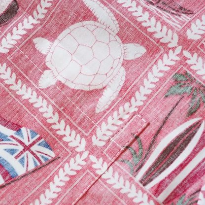 50th state pink reverse print hawaiian cotton shirt - alohaz