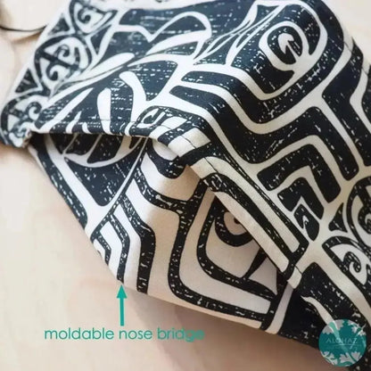 Antimicrobial 3d face mask + adjustable loops ~ black