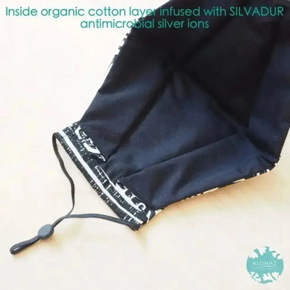 Antimicrobial 3d face mask + adjustable loops ~ black