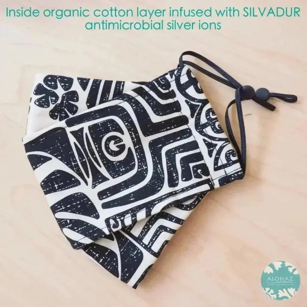 Antimicrobial 3d face mask + adjustable loops ~ black