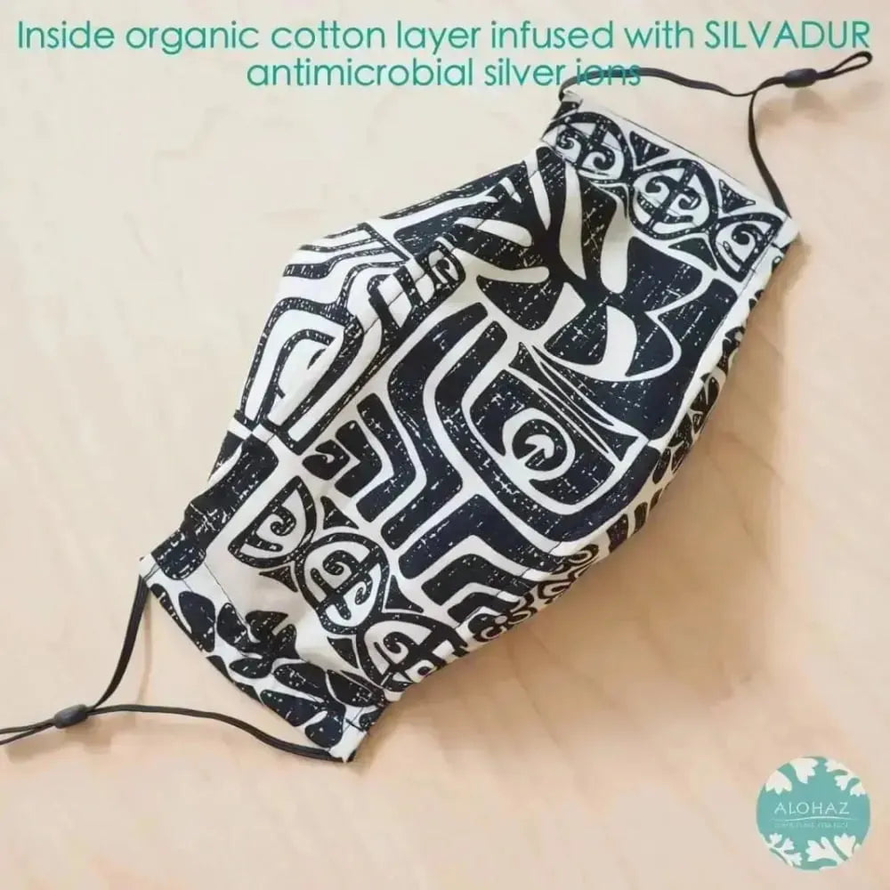 Antimicrobial 3d face mask + adjustable loops ~ black