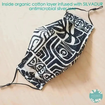 Antimicrobial 3d face mask + adjustable loops ~ black