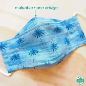 Antimicrobial 3d face mask + adjustable loops ~ blue coconut grove