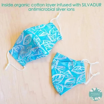 Antimicrobial 3d face mask + adjustable loops ~ blue lagoon