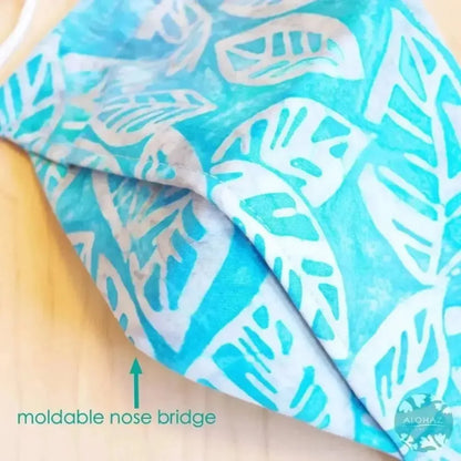 Antimicrobial 3d face mask + adjustable loops ~ blue lagoon